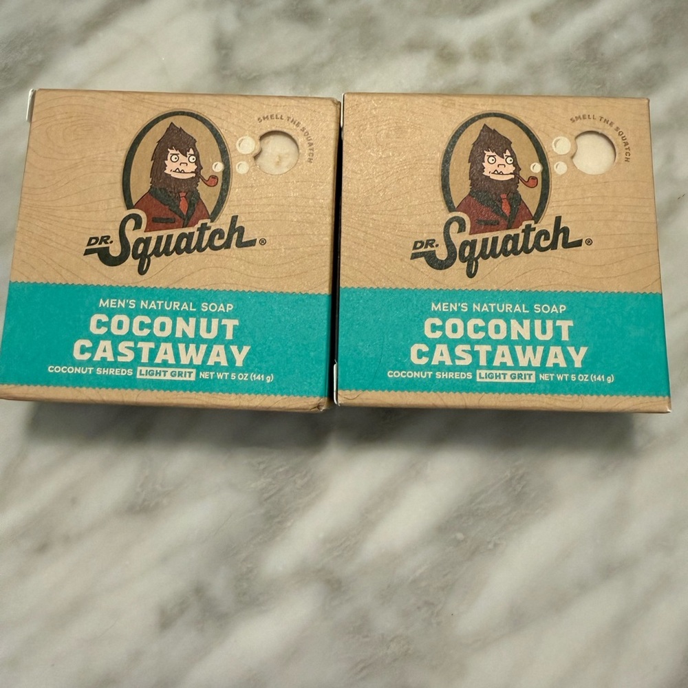 Dr Squatch Set of 2 Coconut Castaway Natural Soap Bars Exfoliation NEW